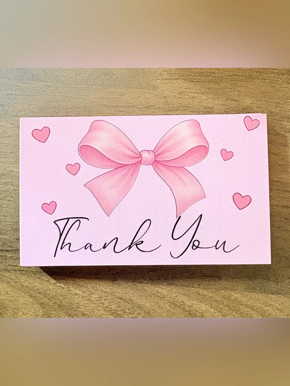 25 Bows & Hearts Thank You Cards w/100 Matching Bow Stickers